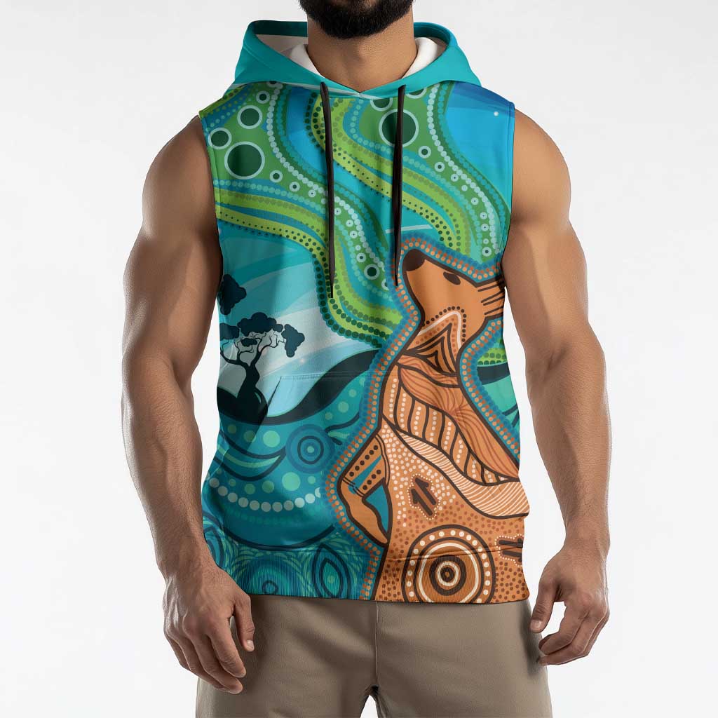 Aussie Aurora Borealis Aboriginal Art Sleeveless Hoodie