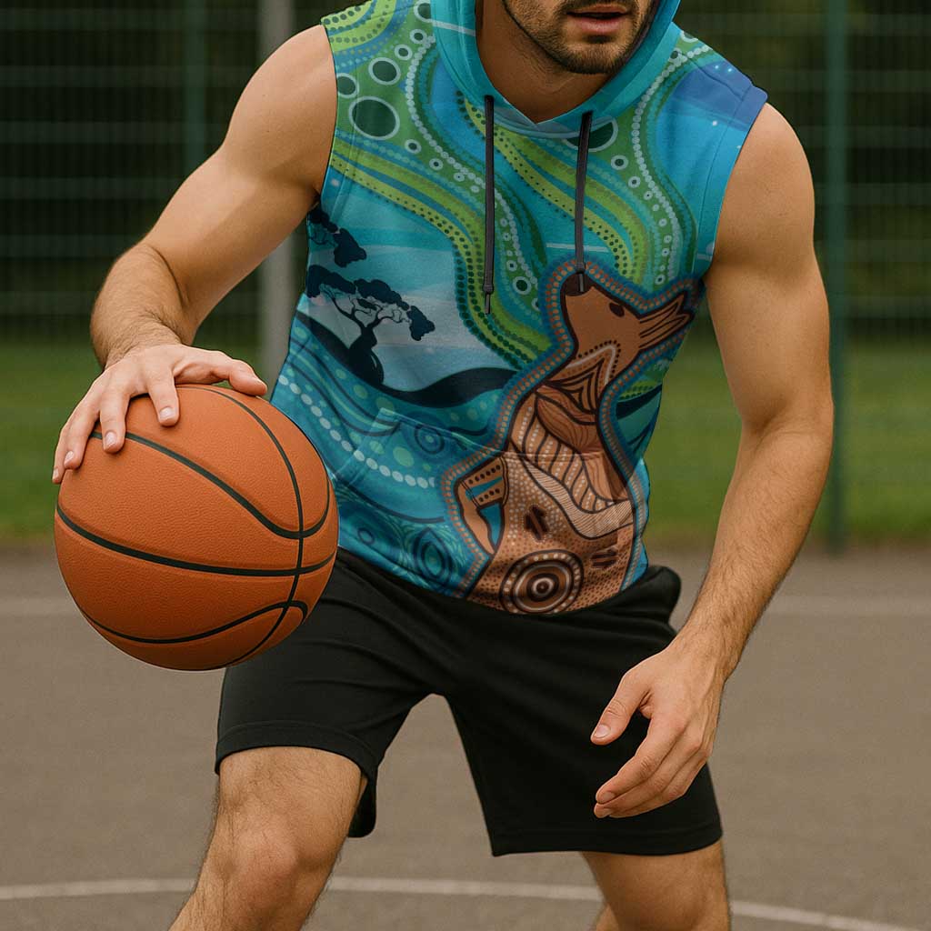 Aussie Aurora Borealis Aboriginal Art Sleeveless Hoodie