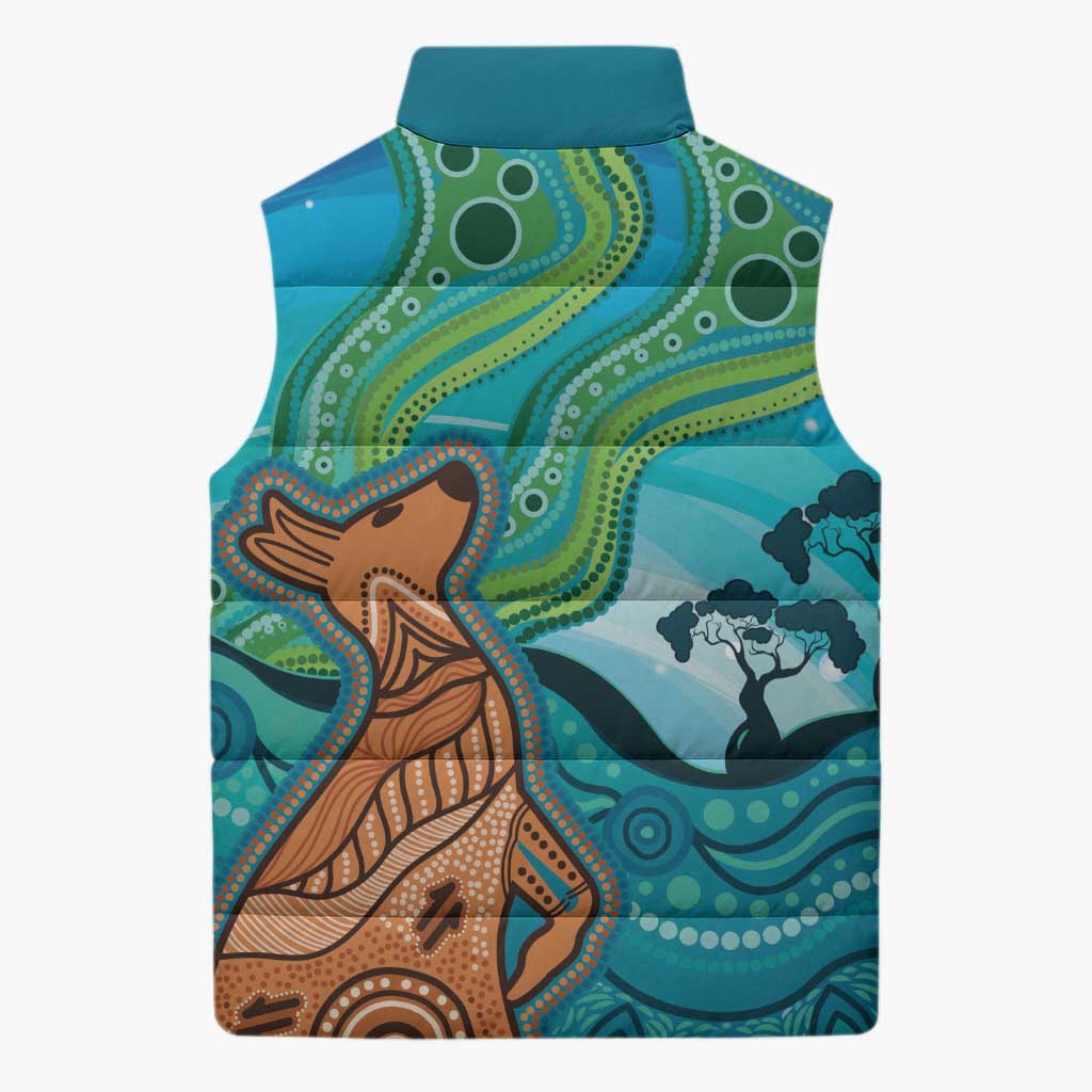 Aussie Aurora Borealis Aboriginal Art Sleeveless Puffer Jacket
