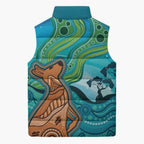 Aussie Aurora Borealis Aboriginal Art Sleeveless Puffer Jacket