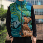 Aussie Aurora Borealis Aboriginal Art Sleeveless Puffer Jacket