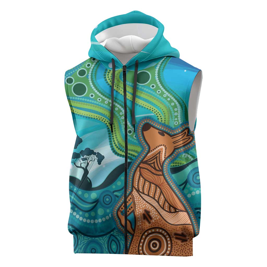 Aussie Aurora Borealis Aboriginal Art Sleeveless Zip Hoodie