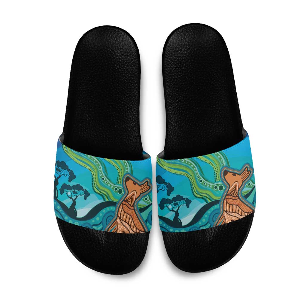 Aussie Aurora Borealis Aboriginal Art Slide Sandals