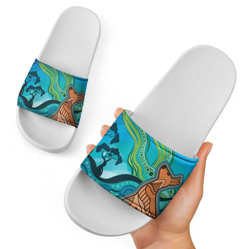 Aussie Aurora Borealis Aboriginal Art Slide Sandals