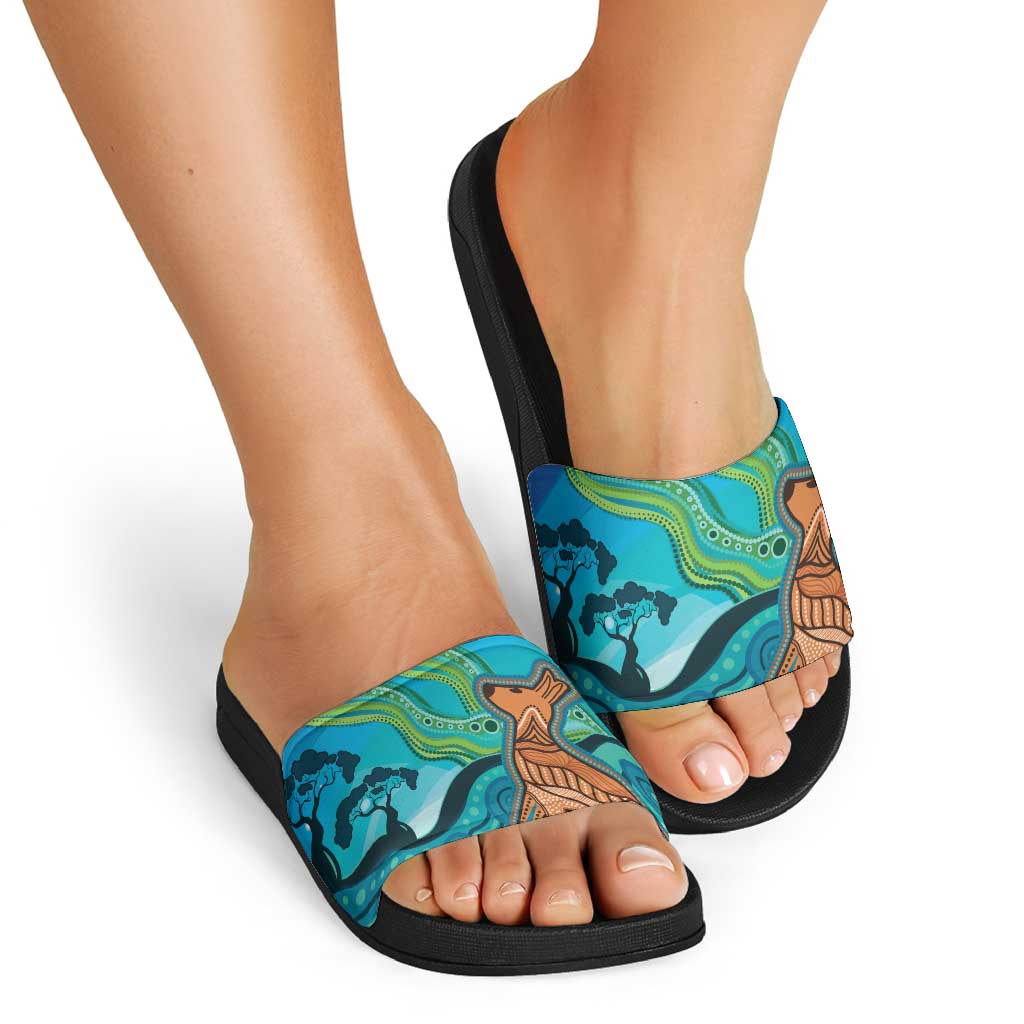 Aussie Aurora Borealis Aboriginal Art Slide Sandals