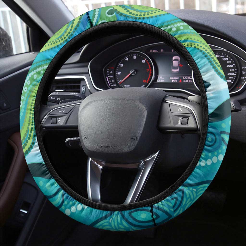Aussie Aurora Borealis Aboriginal Art Steering Wheel Cover
