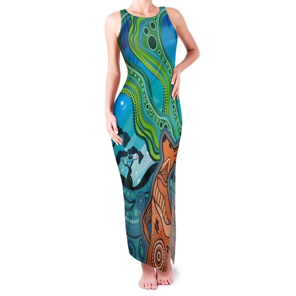 Aussie Aurora Borealis Aboriginal Art Tank Maxi Dress