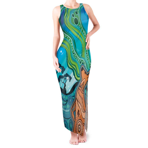 Aussie Aurora Borealis Aboriginal Art Tank Maxi Dress