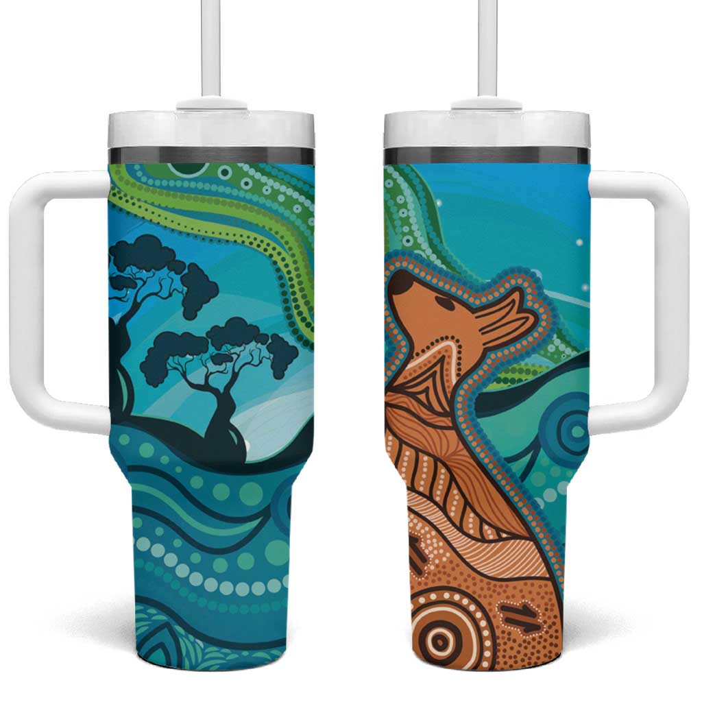 Aussie Aurora Borealis Aboriginal Art Tumbler With Handle