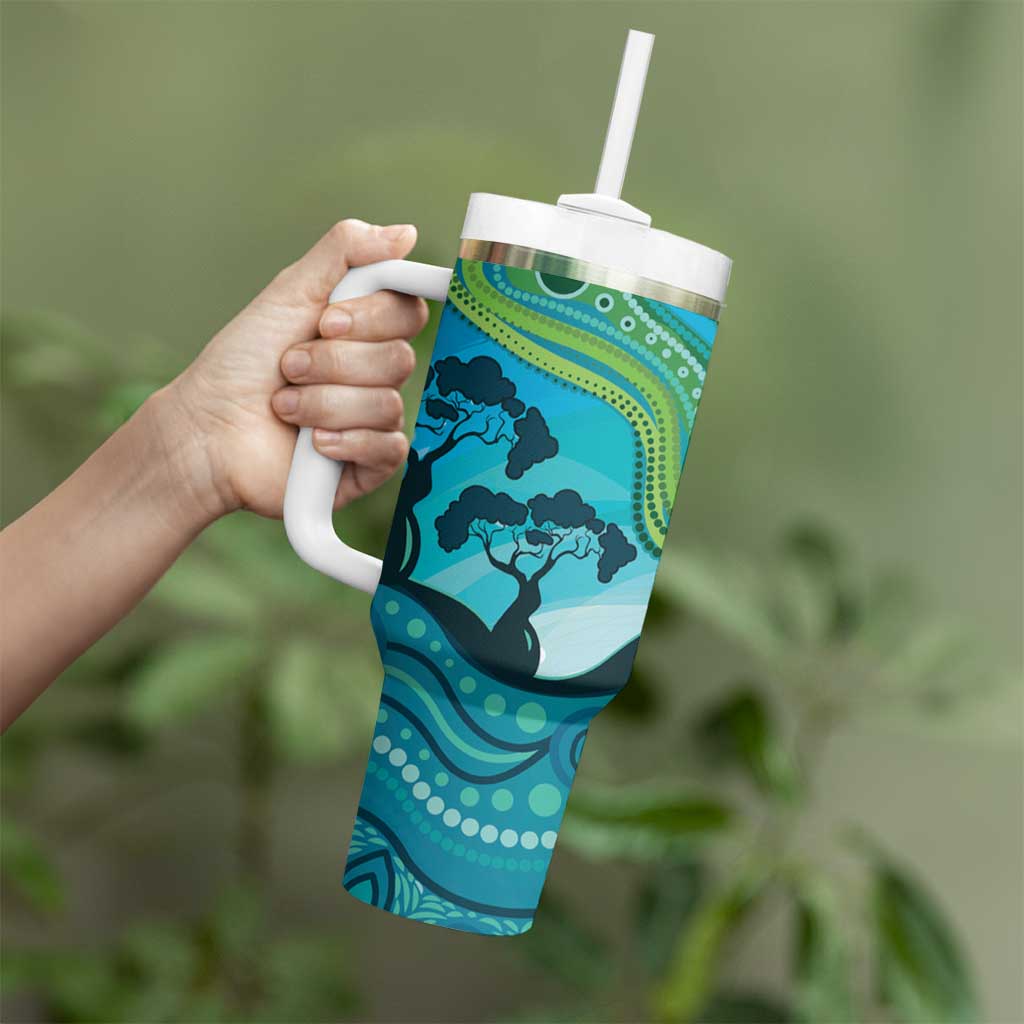 Aussie Aurora Borealis Aboriginal Art Tumbler With Handle