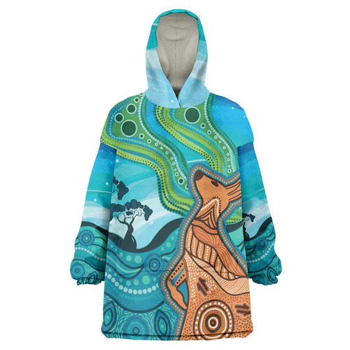 Aussie Aurora Borealis Aboriginal Art Wearable Blanket Hoodie