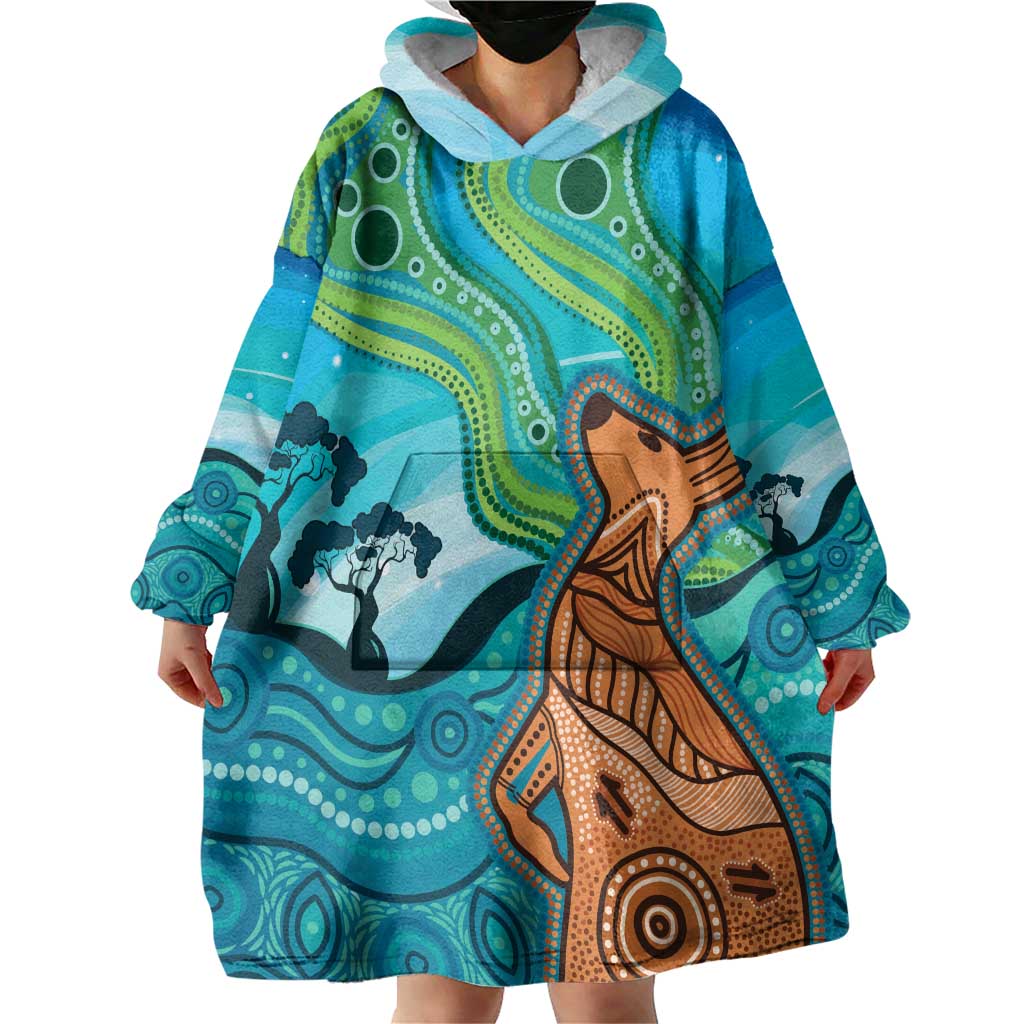 Aussie Aurora Borealis Aboriginal Art Wearable Blanket Hoodie