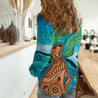 Aussie Aurora Borealis Aboriginal Art Women Casual Shirt
