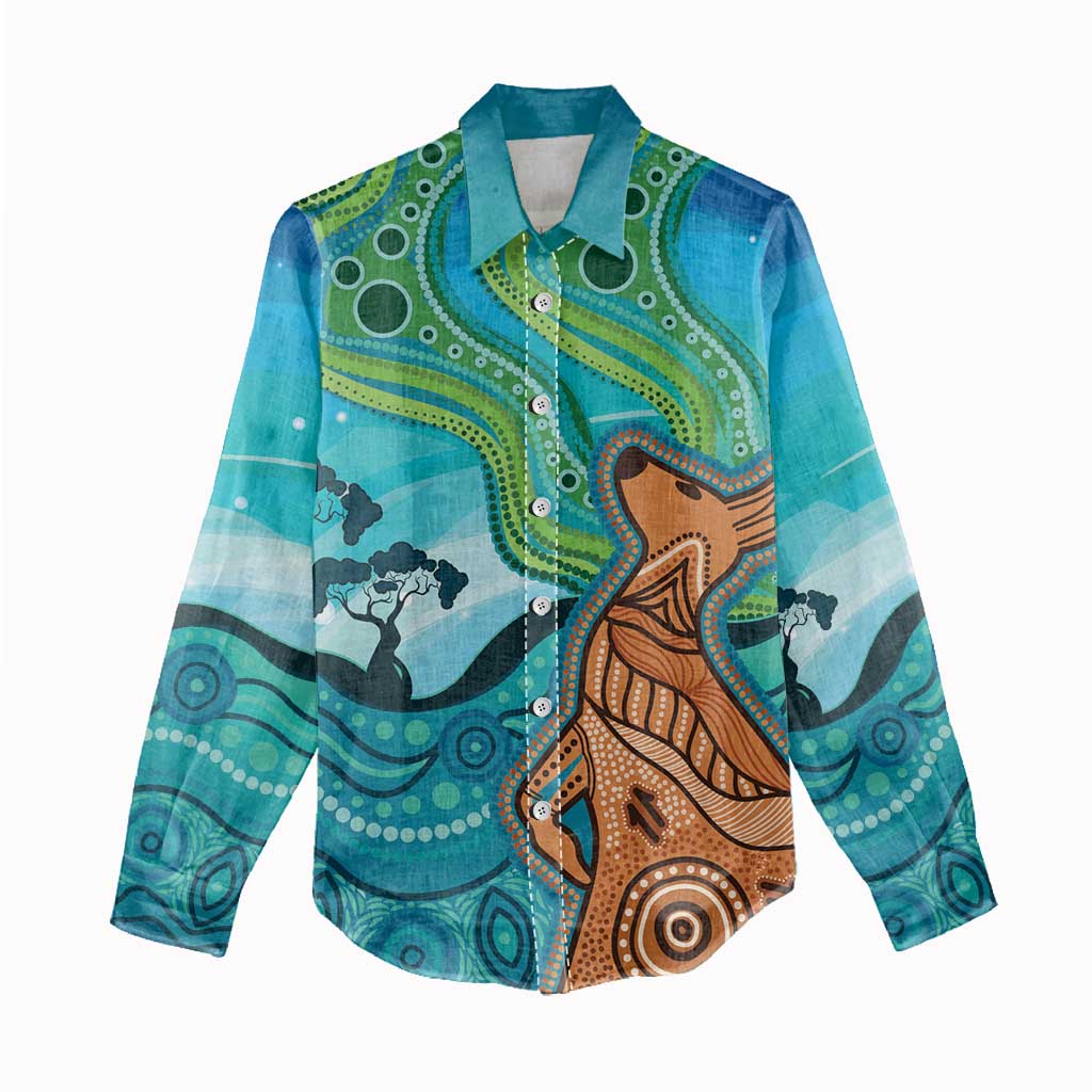 Aussie Aurora Borealis Aboriginal Art Women Casual Shirt