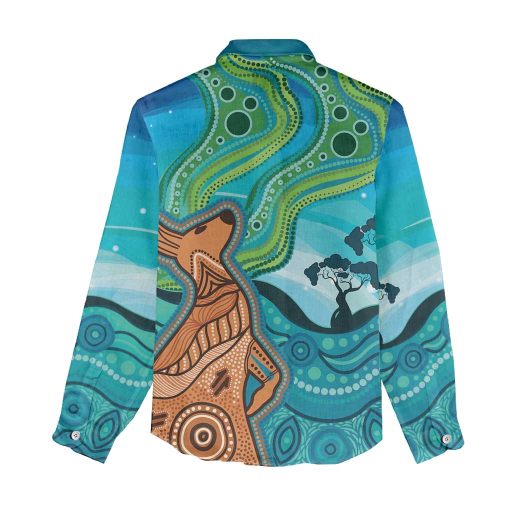 Aussie Aurora Borealis Aboriginal Art Women Casual Shirt