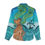 Aussie Aurora Borealis Aboriginal Art Women Casual Shirt