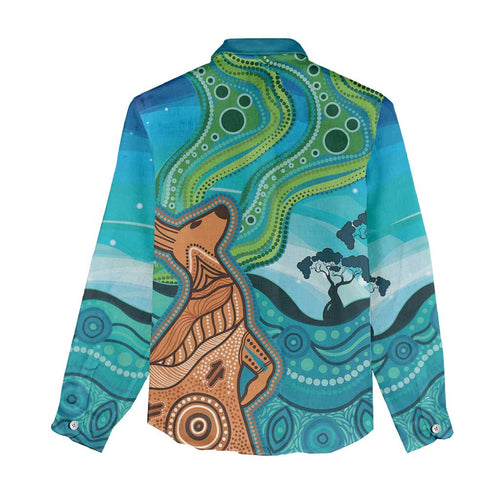 Aussie Aurora Borealis Aboriginal Art Women Casual Shirt