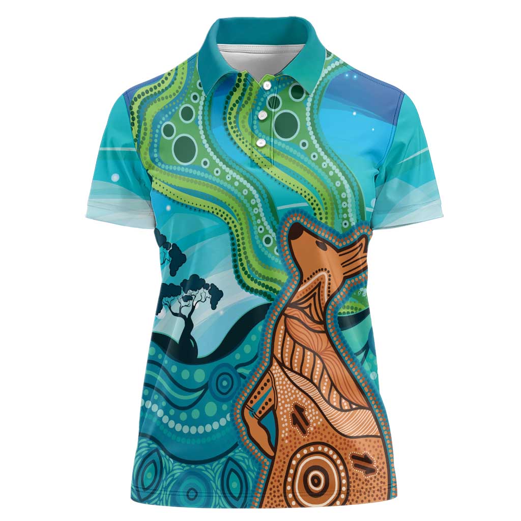 Aussie Aurora Borealis Aboriginal Art Women Polo Shirt