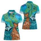 Aussie Aurora Borealis Aboriginal Art Women Polo Shirt