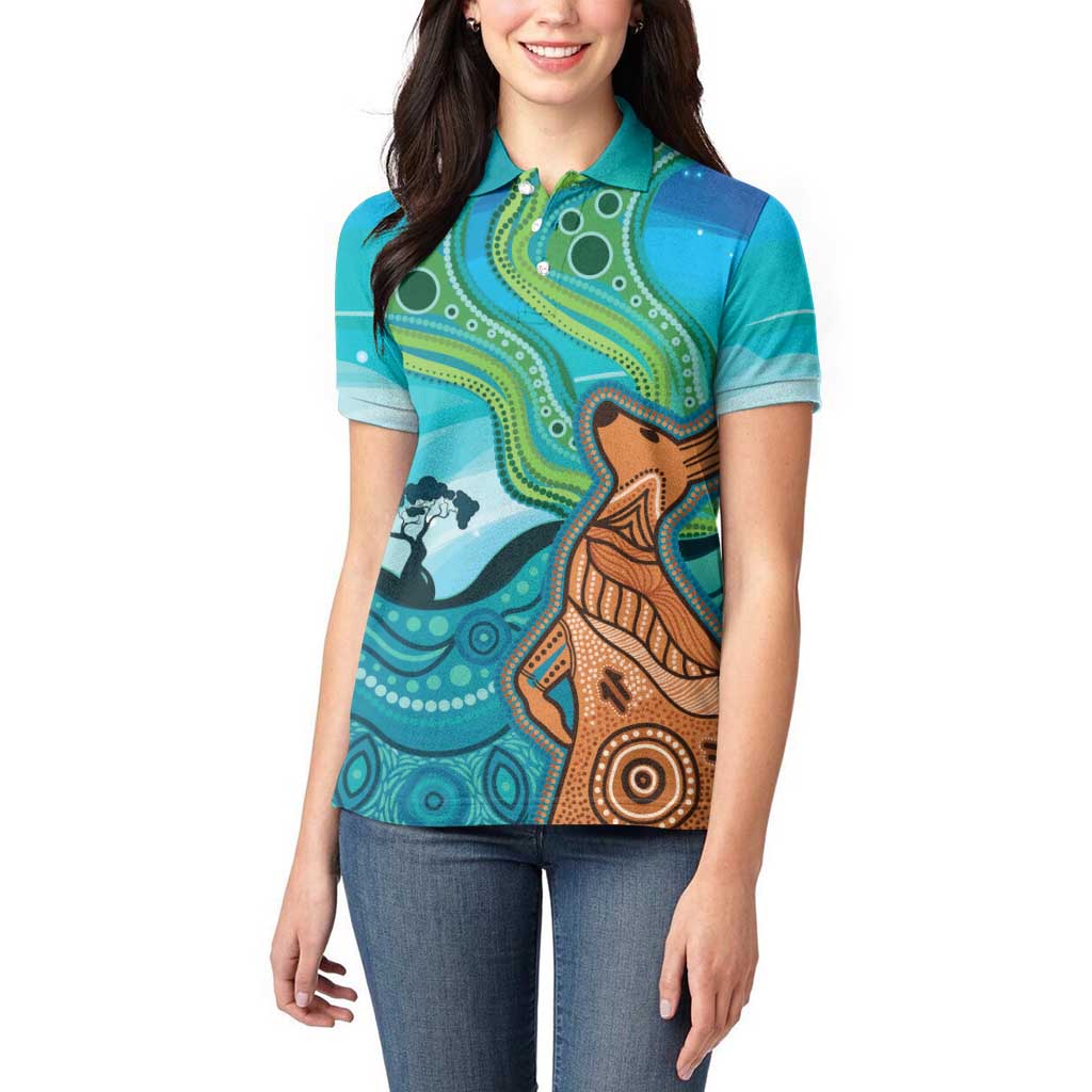 Aussie Aurora Borealis Aboriginal Art Women Polo Shirt