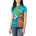 Aussie Aurora Borealis Aboriginal Art Women Polo Shirt