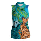 Aussie Aurora Borealis Aboriginal Art Women Sleeveless Polo Shirt