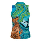 Aussie Aurora Borealis Aboriginal Art Women Sleeveless Polo Shirt