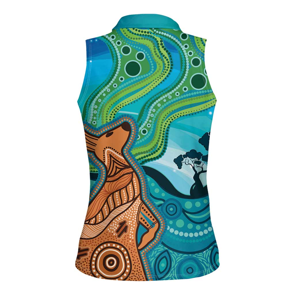 Aussie Aurora Borealis Aboriginal Art Women Sleeveless Polo Shirt