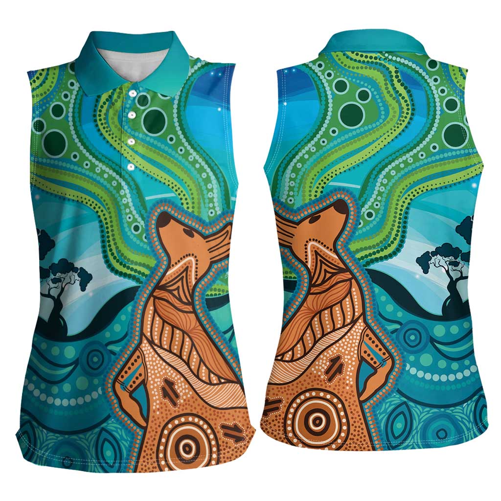 Aussie Aurora Borealis Aboriginal Art Women Sleeveless Polo Shirt