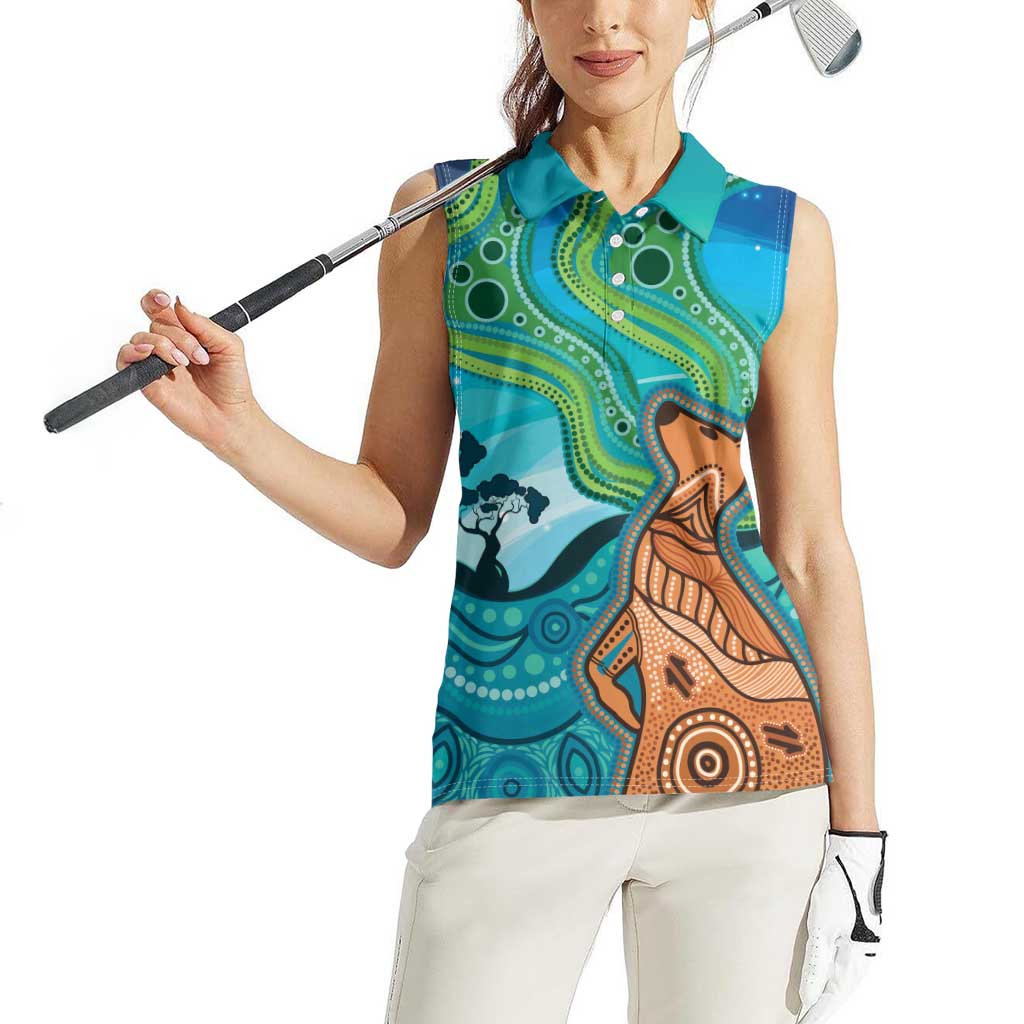 Aussie Aurora Borealis Aboriginal Art Women Sleeveless Polo Shirt