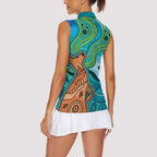 Aussie Aurora Borealis Aboriginal Art Women Sleeveless Polo Shirt