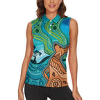 Aussie Aurora Borealis Aboriginal Art Women Sleeveless Polo Shirt