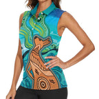 Aussie Aurora Borealis Aboriginal Art Women Sleeveless Polo Shirt