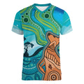 Aussie Aurora Borealis Aboriginal Art Women V-Neck T-Shirt