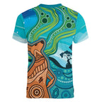 Aussie Aurora Borealis Aboriginal Art Women V-Neck T-Shirt