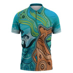 Aussie Aurora Borealis Aboriginal Art Zipper Polo Shirt