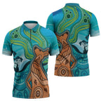 Aussie Aurora Borealis Aboriginal Art Zipper Polo Shirt