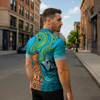 Aussie Aurora Borealis Aboriginal Art Zipper Polo Shirt