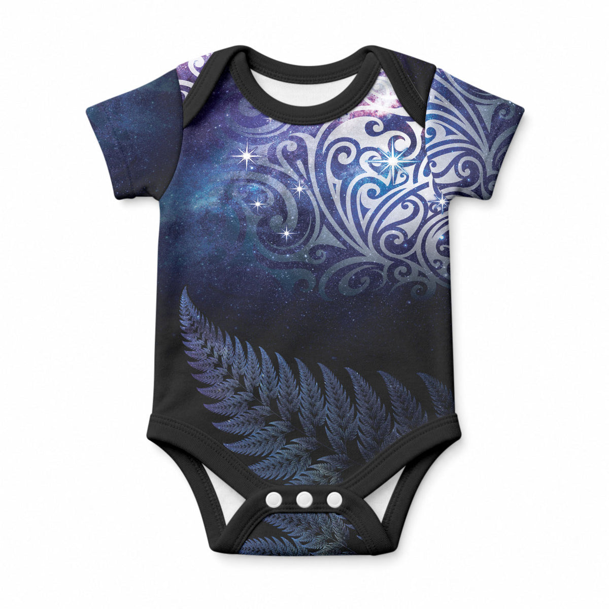 New Zealand Aotearoa Matariki Baby Onesie Starry Silver Fern