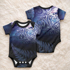 New Zealand Aotearoa Matariki Baby Onesie Starry Silver Fern