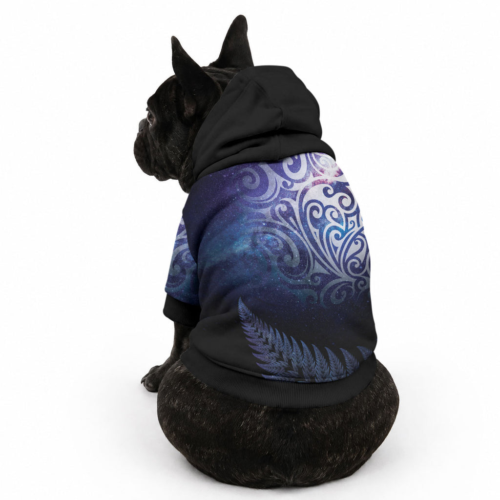 New Zealand Aotearoa Matariki Pet Hoodie Starry Silver Fern