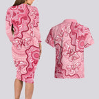 Australia Indigenous Mother's Day Couples Matching Long Sleeve Bodycon Dress and Hawaiian Shirt Breast Cancer Survivor