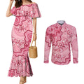 Australia Indigenous Mother's Day Couples Matching Mermaid Dress and Long Sleeve Button Shirt Breast Cancer Survivor