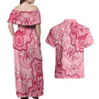 Australia Indigenous Mother's Day Couples Matching Off Shoulder Maxi Dress and Hawaiian Shirt Breast Cancer Survivor