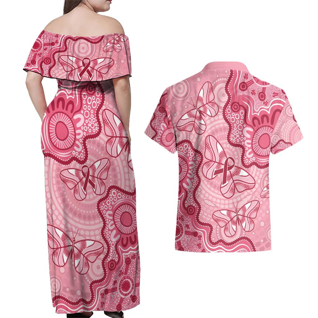 Australia Indigenous Mother's Day Couples Matching Off Shoulder Maxi Dress and Hawaiian Shirt Breast Cancer Survivor