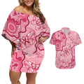 Australia Indigenous Mother's Day Couples Matching Off Shoulder Short Dress and Hawaiian Shirt Breast Cancer Survivor