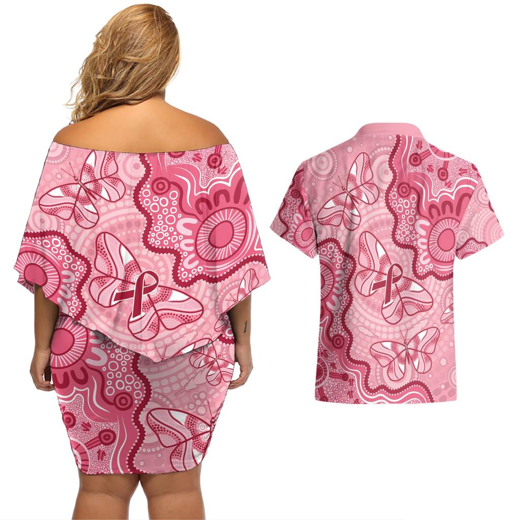 Australia Indigenous Mother's Day Couples Matching Off Shoulder Short Dress and Hawaiian Shirt Breast Cancer Survivor