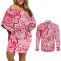 Australia Indigenous Mother's Day Couples Matching Off Shoulder Short Dress and Long Sleeve Button Shirt Breast Cancer Survivor