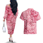 Australia Indigenous Mother's Day Couples Matching Off The Shoulder Long Sleeve Dress and Hawaiian Shirt Breast Cancer Survivor