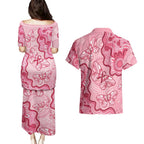 Australia Indigenous Mother's Day Couples Matching Puletasi and Hawaiian Shirt Breast Cancer Survivor